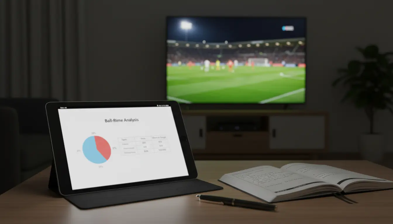 Pantalla mostrando estadísticas en tiempo real de un partido de fútbol en directo