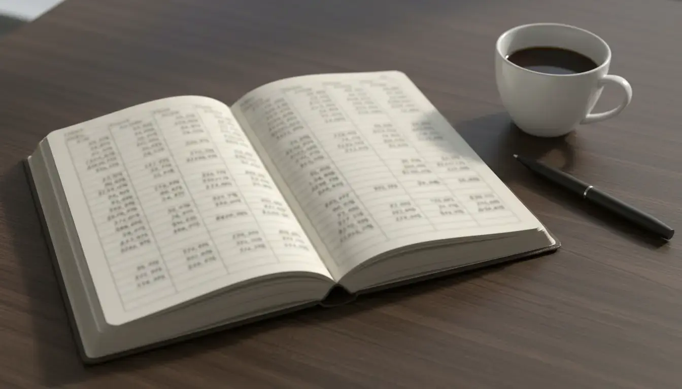 Cuaderno abierto con anotaciones de apuestas junto a un bolígrafo sobre una mesa de madera