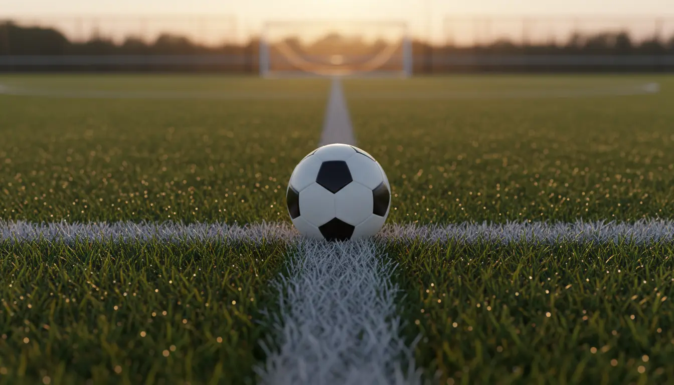 Primer plano de un campo de fútbol con césped natural y líneas blancas marcadas