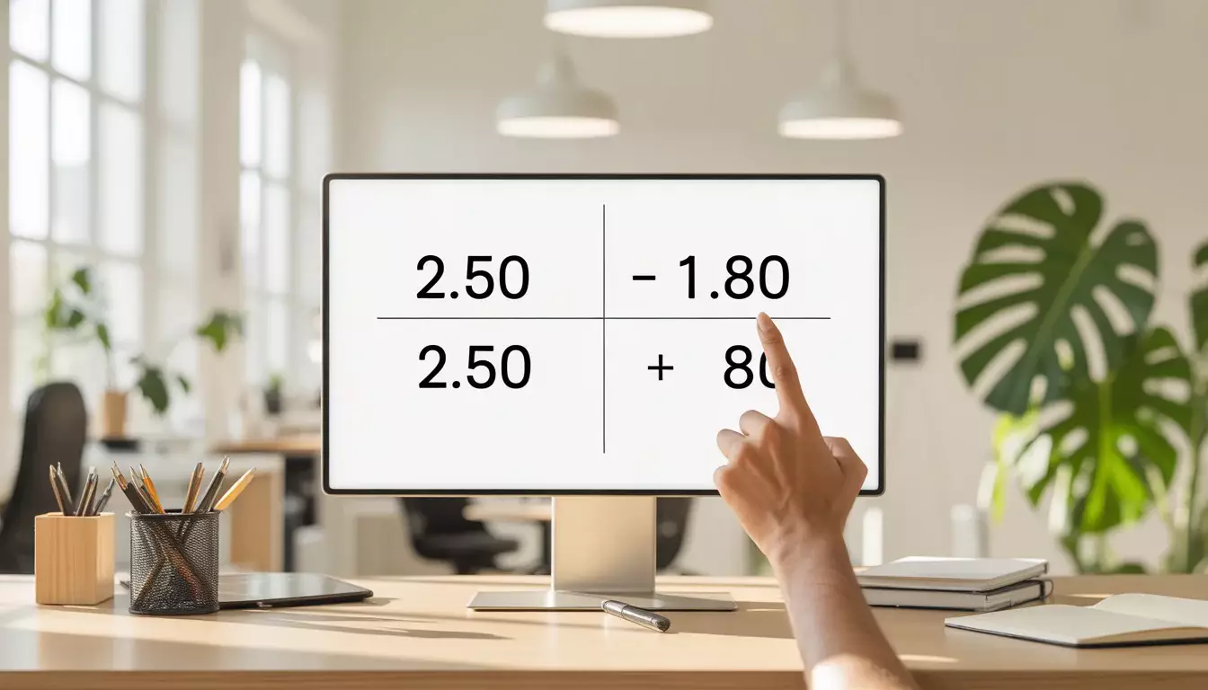 Pizarra con explicación de cuotas decimales de apuestas