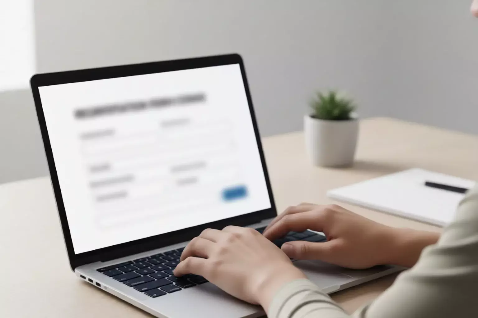Persona registrándose en plataforma de apuestas con ordenador portátil