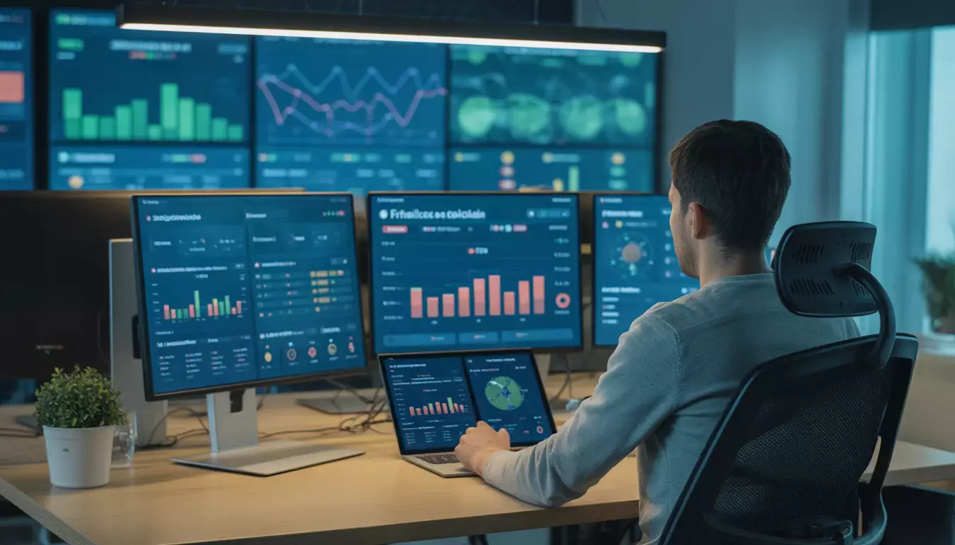Múltiples pantallas mostrando estadísticas de fútbol