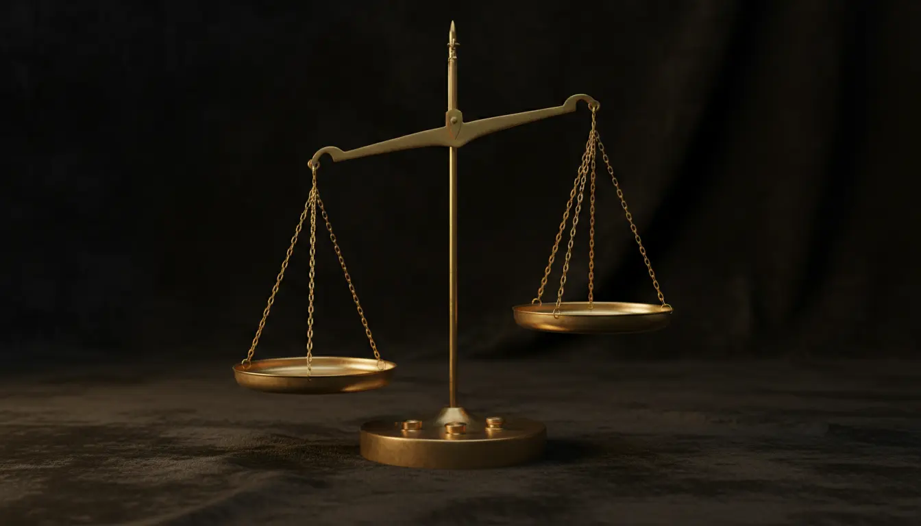 Balanza de precisión dorada sobre fondo oscuro simbolizando el equilibrio de probabilidades